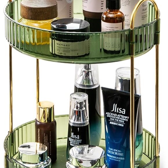 360 Rotating Makeup Organizer for Vanity 2 Tier Large Capacity Organizer Bathroo - Picture 6 of 8